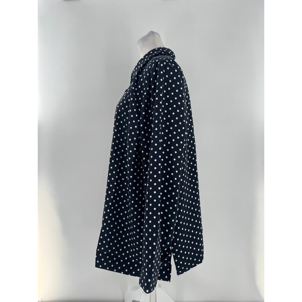 J.Jill Wearever Navy Polka Dot Button Down Blouse Plus SZ 2X Artsy Office Preppy - Picture 3 of 14